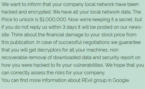 REvil Chat Intro