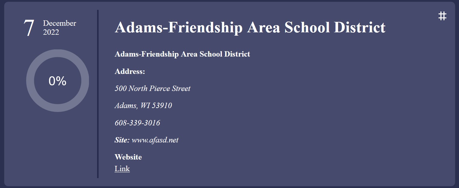Notice on Royal dedicated leak site dated December 7 names Adams-Friendship Area School District.
