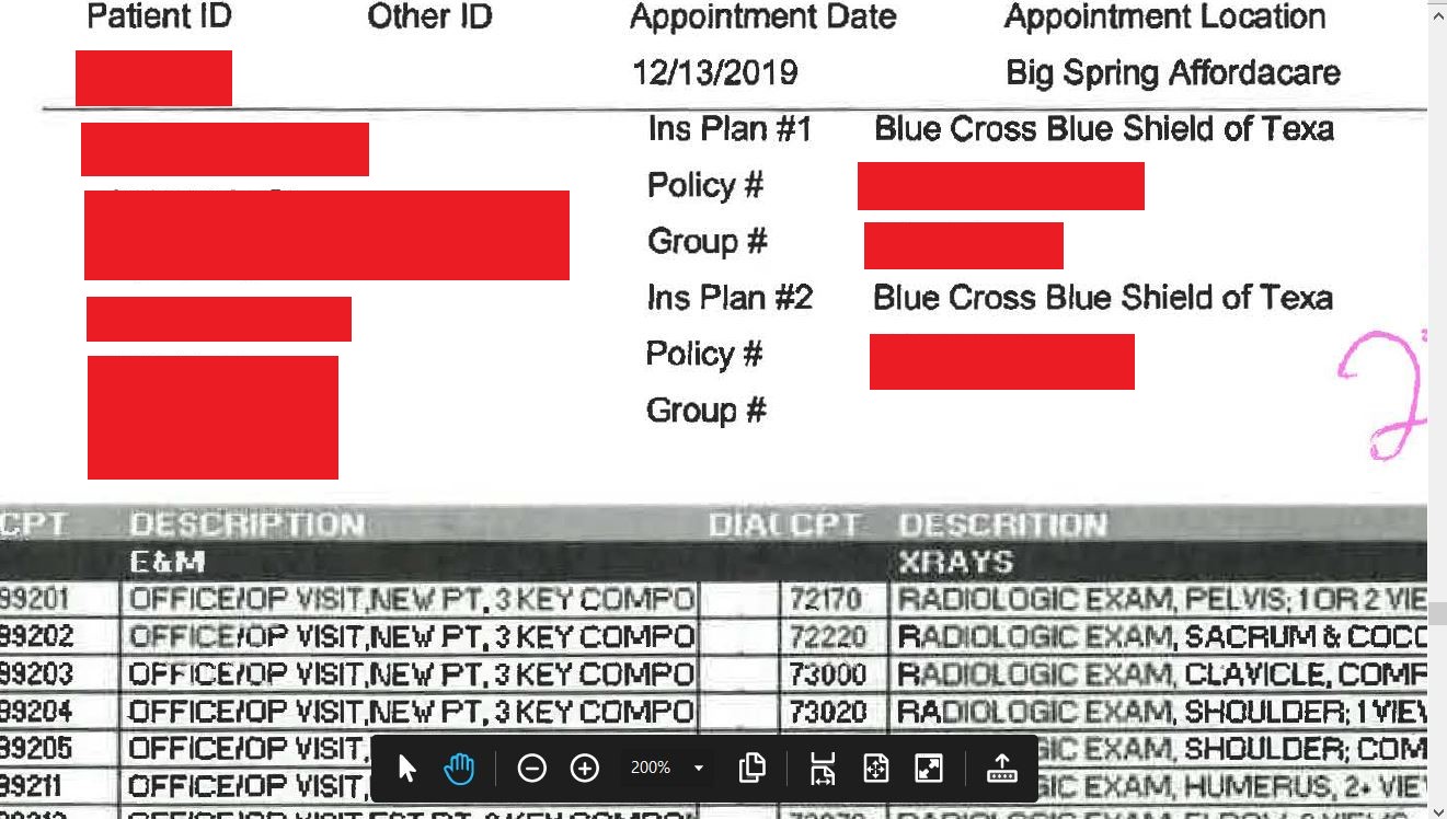 Record of patient visit