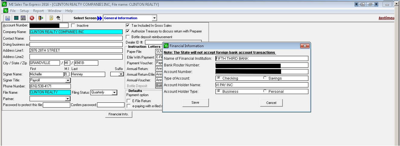 Bank routing number and account number redacted by DataBreaches.net