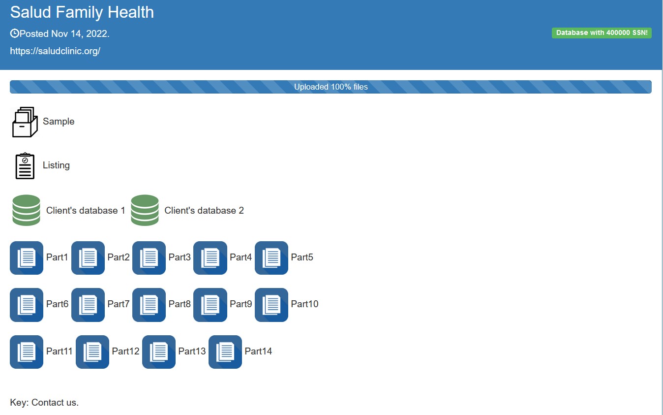Screenshot of listing on Lorenz leak site