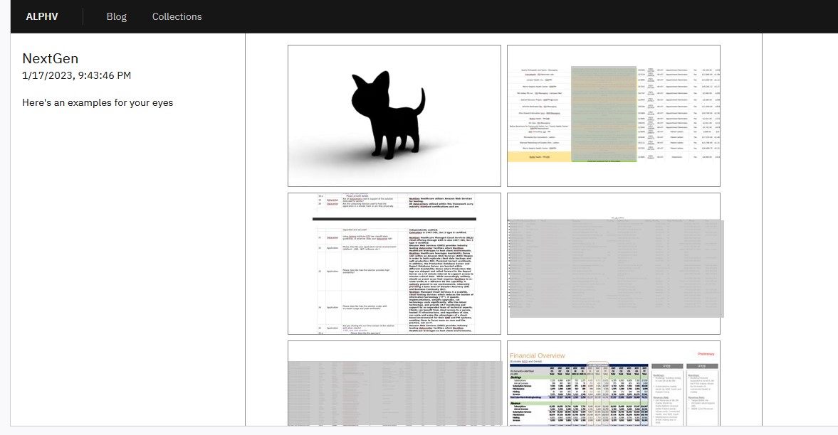 Screenshot of listing on BlackCat's leak site with redacted screencaps BlackCat provided as proof of claims.