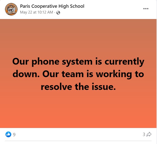 Our phone system is currently down. Our team is working to resolve the issue.