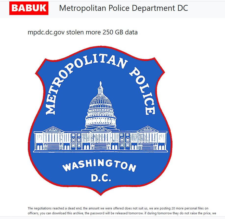 Babuk Re-lists Metrpolitan Police