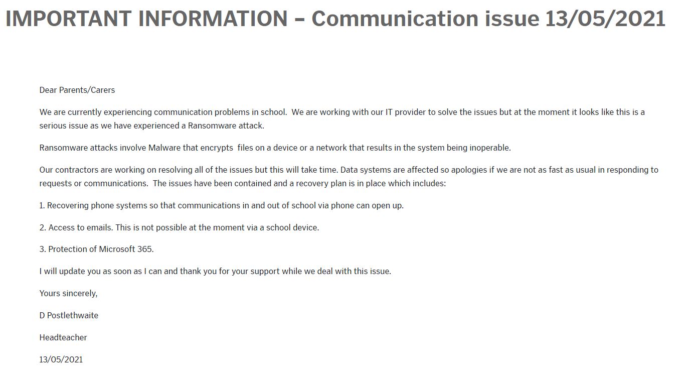 Ruskin CHS Notice