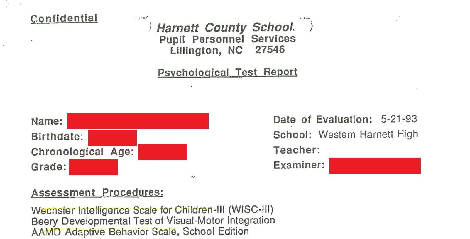 Psychological Evaluation for Educational Programming Purposes