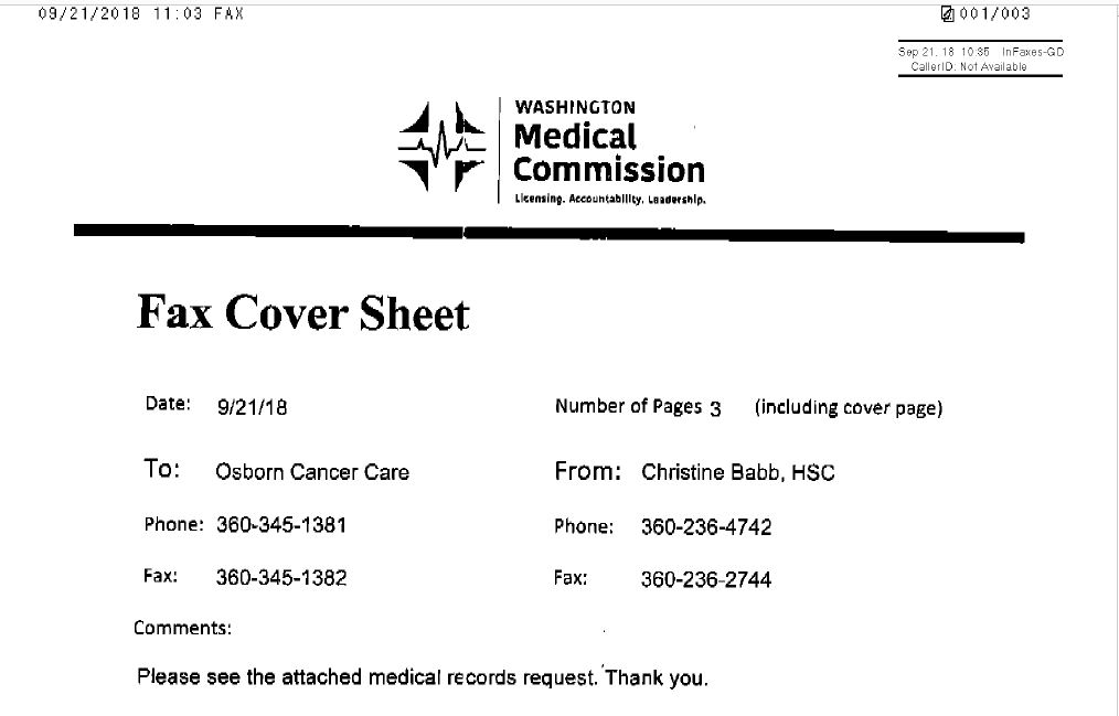 Scanned fax to Osborn Cancer Care