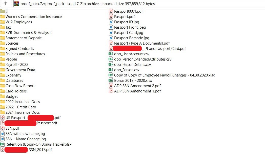 A directory with assorted files including internal corporate and employee-related information.  Individuals' names redacted by DataBreaches.net.