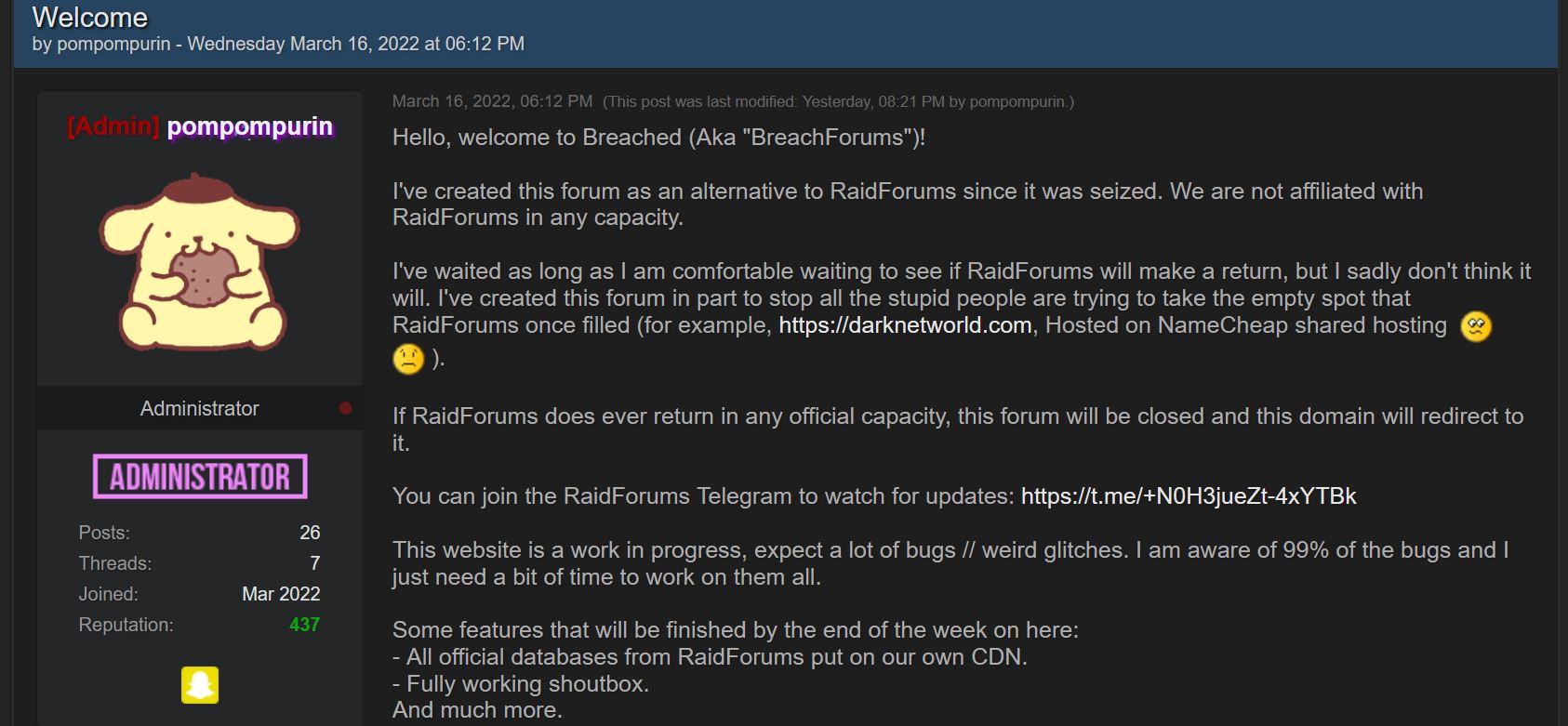 While questions about RaidForums remain unanswered, BreachForums opens