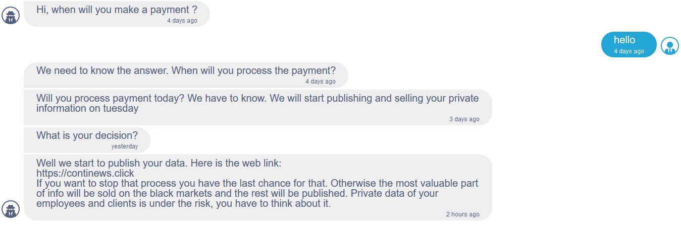 Chat involving Conti