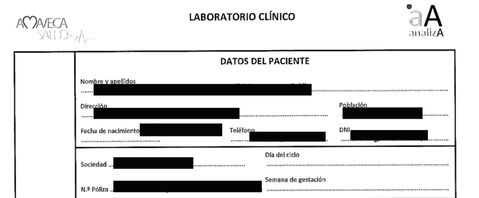 Patient record from data dump -- redacted