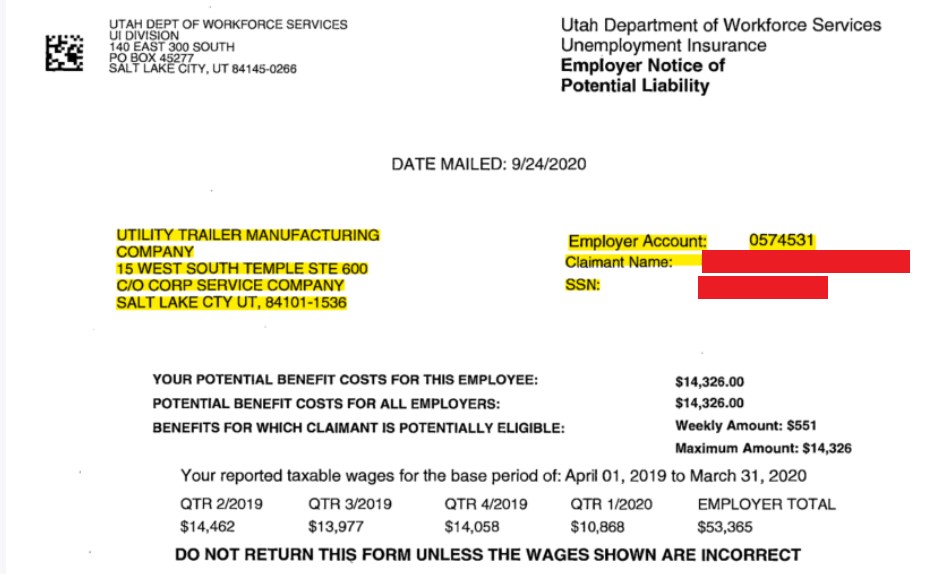 A compensaton claim notice